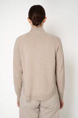 Rocco Ragni Wool Cashmere Knit Turtleneck Pullover with Brilliant Beading Detail in Taupe
