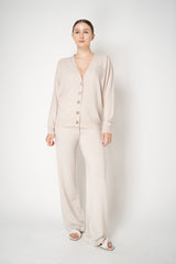 Peserico Wool Cashmere Pull-On Style Knit Trousers in Oat
