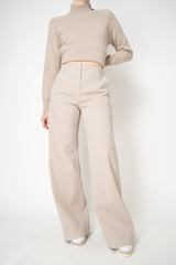 Lorena Antoniazzi Straight Wide Leg Jeans in Taupe