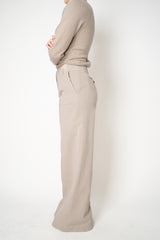 Lorena Antoniazzi Straight Wide Leg Jeans in Taupe