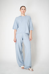 Fabiana Filippi Knit Wide Jogging Trousers in Lurex Baby Blue