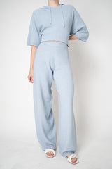 Fabiana Filippi Knit Wide Jogging Trousers in Lurex Baby Blue