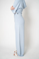 Fabiana Filippi Knit Wide Jogging Trousers in Lurex Baby Blue