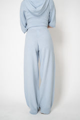 Fabiana Filippi Knit Wide Jogging Trousers in Lurex Baby Blue