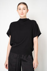 Peserico Mockneck Dropped Shoulder Poncho Blouse in Black