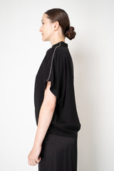 Peserico Mockneck Dropped Shoulder Poncho Blouse in Black