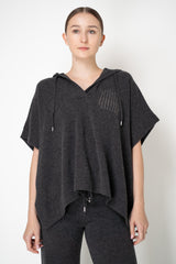Peserico Wool Cashmere Knit Hooded Poncho in Grey