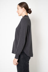 Rocco Ragni Wool Cashmere Knit Turtleneck Pullover with Brilliant Beading Detail in Charcoal