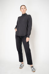 Rocco Ragni Wool Cashmere Knit Turtleneck Pullover with Brilliant Beading Detail in Charcoal
