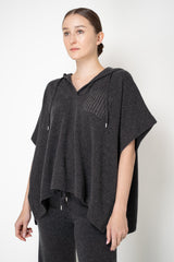 Peserico Wool Cashmere Knit Hooded Poncho in Grey