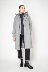 Rocco Ragni Virgin Wool Coat with Detachable Hood and Chest Piece in Light Grey