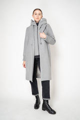 Rocco Ragni Virgin Wool Coat with Detachable Hood and Chest Piece in Light Grey