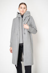 Rocco Ragni Virgin Wool Coat with Detachable Hood and Chest Piece in Light Grey