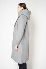 Rocco Ragni Virgin Wool Coat with Detachable Hood and Chest Piece in Light Grey