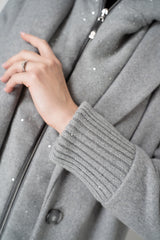Rocco Ragni Virgin Wool Coat with Detachable Hood and Chest Piece in Light Grey