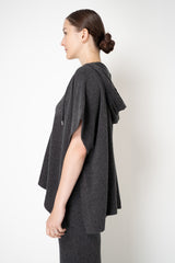 Peserico Wool Cashmere Knit Hooded Poncho in Grey