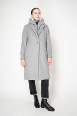 Rocco Ragni Virgin Wool Coat with Detachable Hood and Chest Piece in Light Grey