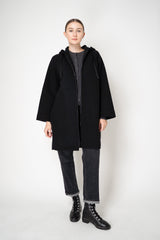 Lorena Antoniazzi Wool Cashmere Knit Hooded Coat in Black