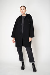 Lorena Antoniazzi Wool Cashmere Knit Hooded Coat in Black