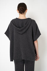 Peserico Wool Cashmere Knit Hooded Poncho in Grey