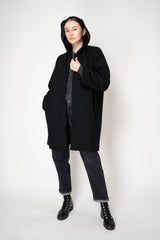 Lorena Antoniazzi Wool Cashmere Knit Hooded Coat in Black