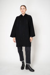 Lorena Antoniazzi Wool Cashmere Knit Hooded Coat in Black