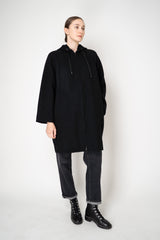 Lorena Antoniazzi Wool Cashmere Knit Hooded Coat in Black