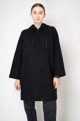 Lorena Antoniazzi Wool Cashmere Knit Hooded Coat in Black