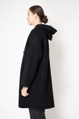 Lorena Antoniazzi Wool Cashmere Knit Hooded Coat in Black
