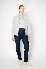 Peserico Mohair Alpaca Knit Sequined Bomber Cardigan in Silver Blue