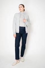 Peserico Mohair Alpaca Knit Sequined Bomber Cardigan in Silver Blue