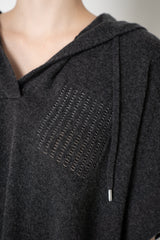 Peserico Wool Cashmere Knit Hooded Poncho in Grey