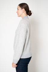 Peserico Mohair Alpaca Knit Sequined Bomber Cardigan in Silver Blue