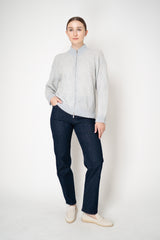 Peserico Mohair Alpaca Knit Sequined Bomber Cardigan in Silver Blue