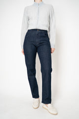 Lorena Antoniazzi High Waisted Mom Jeans in Dark Blue Wash