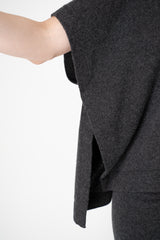 Peserico Wool Cashmere Knit Hooded Poncho in Grey