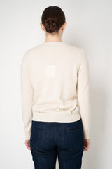 Peserico Wool Cashmere Knit Crew Neck Pullover in Off-White