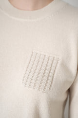 Peserico Wool Cashmere Knit Crew Neck Pullover in Off-White