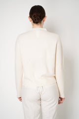 Fabiana Filippi Wool Cashmere Crew Neck Cardigan With Rhinestone Button Trim in Off-White