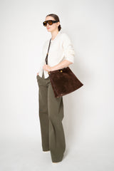 Dolce & Gabbana Large Vittoria Suede Shoulder Bag in Chocolate Brown