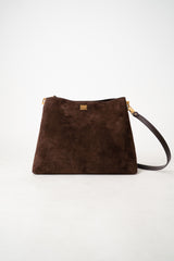 Dolce & Gabbana Large Vittoria Suede Shoulder Bag in Chocolate Brown