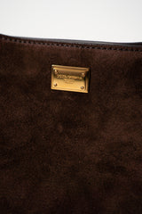 Dolce & Gabbana Large Vittoria Suede Shoulder Bag in Chocolate Brown