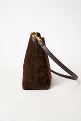 Dolce & Gabbana Large Vittoria Suede Shoulder Bag in Chocolate Brown