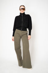 Lorena Antoniazzi Straight Wide Leg Jeans in Olive Green