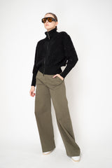 Lorena Antoniazzi Straight Wide Leg Jeans in Olive Green