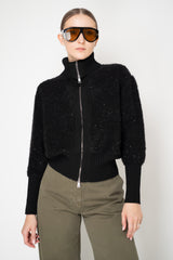Lorena Antoniazzi Wool Mohair Sequin Bouclé Cropped Cardigan