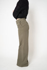 Lorena Antoniazzi Straight Wide Leg Jeans in Olive Green
