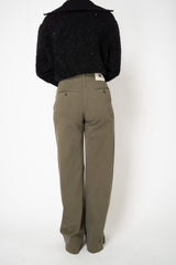 Lorena Antoniazzi Straight Wide Leg Jeans in Olive Green