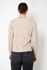 Rocco Ragni Wool Cashmere Ribbed Knit Filo Diamante V-Neck Pullover in Taupe