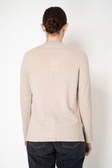 Rocco Ragni Wool Cashmere Knit Round Neck Cardigan with Filo Diamante Chest Pocket in Taupe